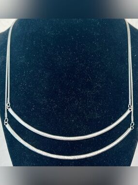 Freedom Silver Tone Double Strand Stainless Steel Bar Pendant Necklace